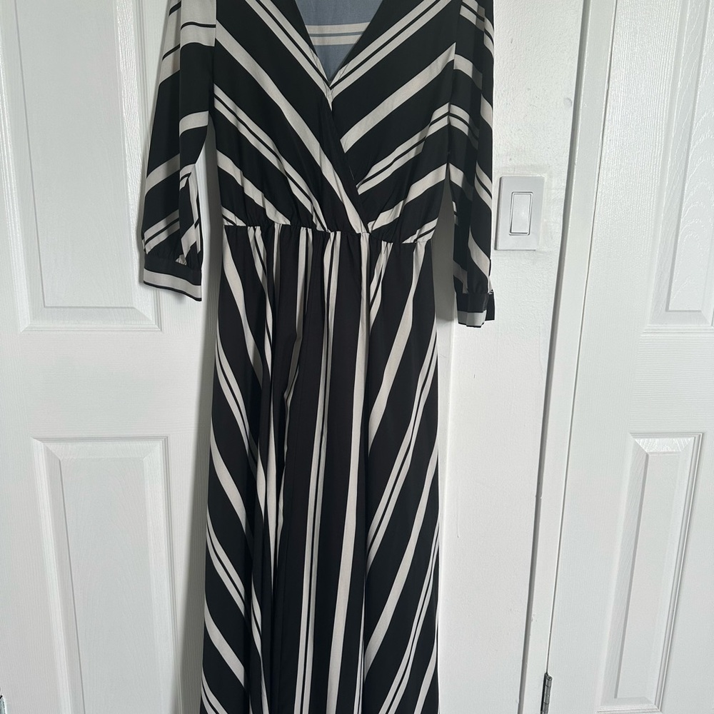 Black and White Striped Maxi Dress